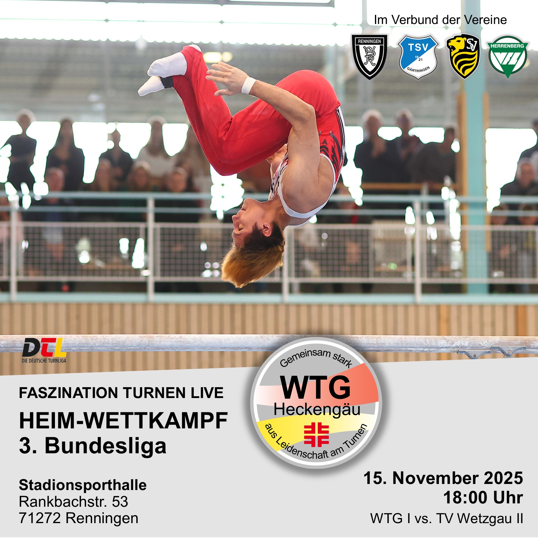 BUNDESLIGA-VORSCHAU: Heim-Wettkampf am 15.11. um 18:00 Uhr – FASZINATION TURNEN LIVE